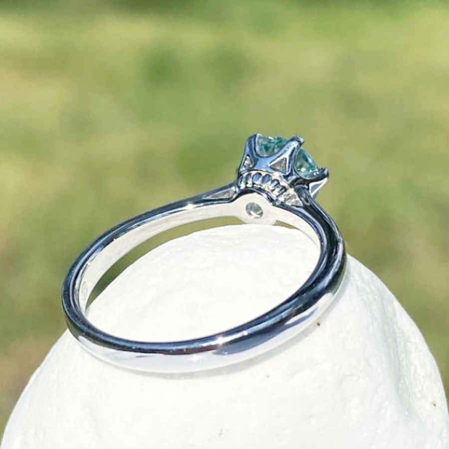 T141 BLUE Moissanite 1ct ネックレス プレゼント リング-