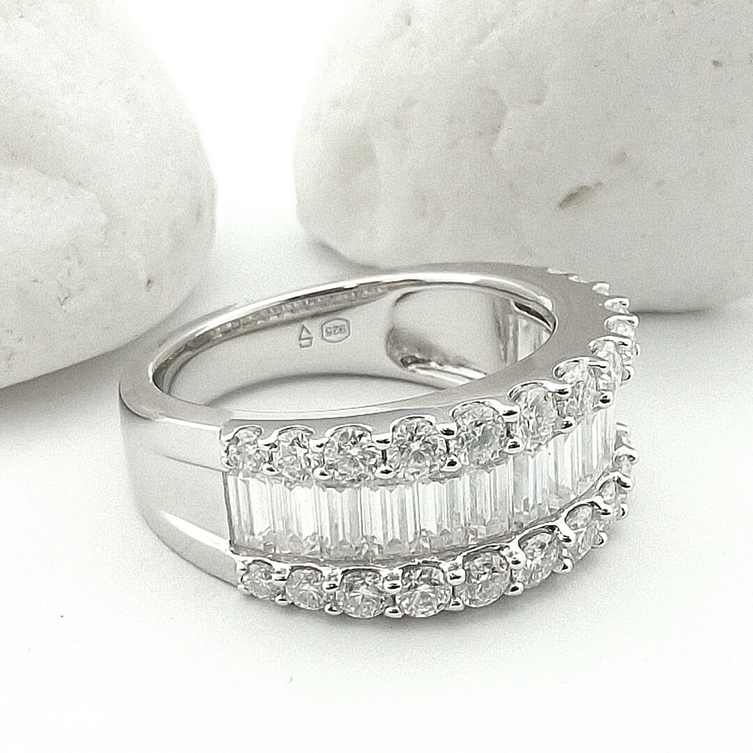 Moissanite 925 Sterling Silver Ring Set