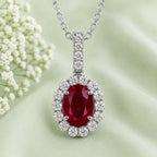Ruby & Moissanites 925 Silver Necklace