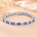 Tanzanite 9ct Silver Bracelet with Moissanites