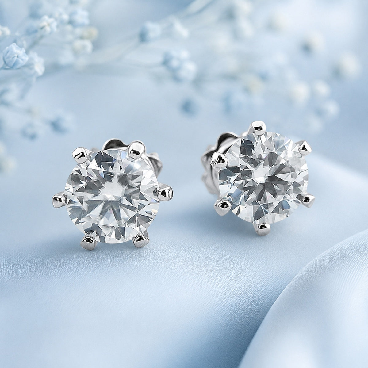 Серьги из серебра 925 пробы с муассанитом 1 карат