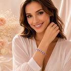 Tanzanite 9ct Silver Bracelet with Moissanites