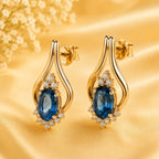 Topaz & Moissanite Earrings 14K Gold-plated Silver