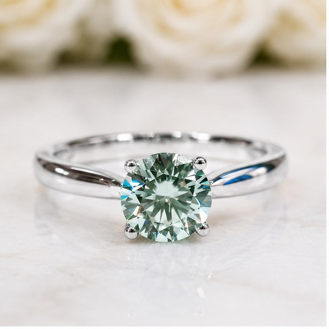 1ct Blue Moissanite Engagemnt Ring 925 Sterling Silver