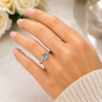 1ct Blue Moissanite Engagemnt Ring 925 Sterling Silver