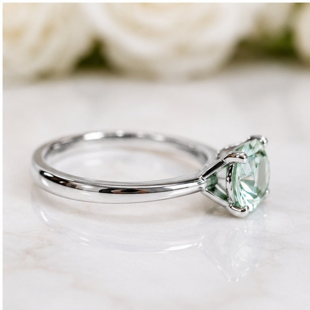 1ct Blue Moissanite Engagemnt Ring 925 Sterling Silver