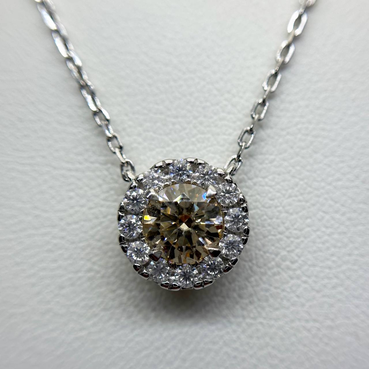 1ct Champagne and White Moissanite Necklace - SOPHYGEMS