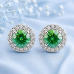 1 carat Green Moissanite Earrings Platinum Plated Silver 925