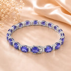 Tanzanite 14ct Silver Bracelet with Moissanites