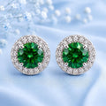 1 carat Green Moissanite Earrings Platinum Plated Silver 925