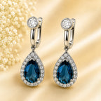 Blue Topaz & Moissanite Earrings Silver 925