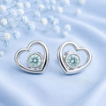 1ct Blue Moissanite Sterling Silver Earrings Two Hearts