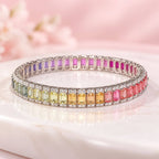 Multicolor Lab-Grown Sapphire & Moissanite Bracelet in 925 Sterling Silver