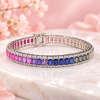 Multicolor Lab-Grown Sapphire & Moissanite Bracelet in 925 Sterling Silver