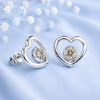 2ct Moissanite Sterling Silver Earrings Two Hearts