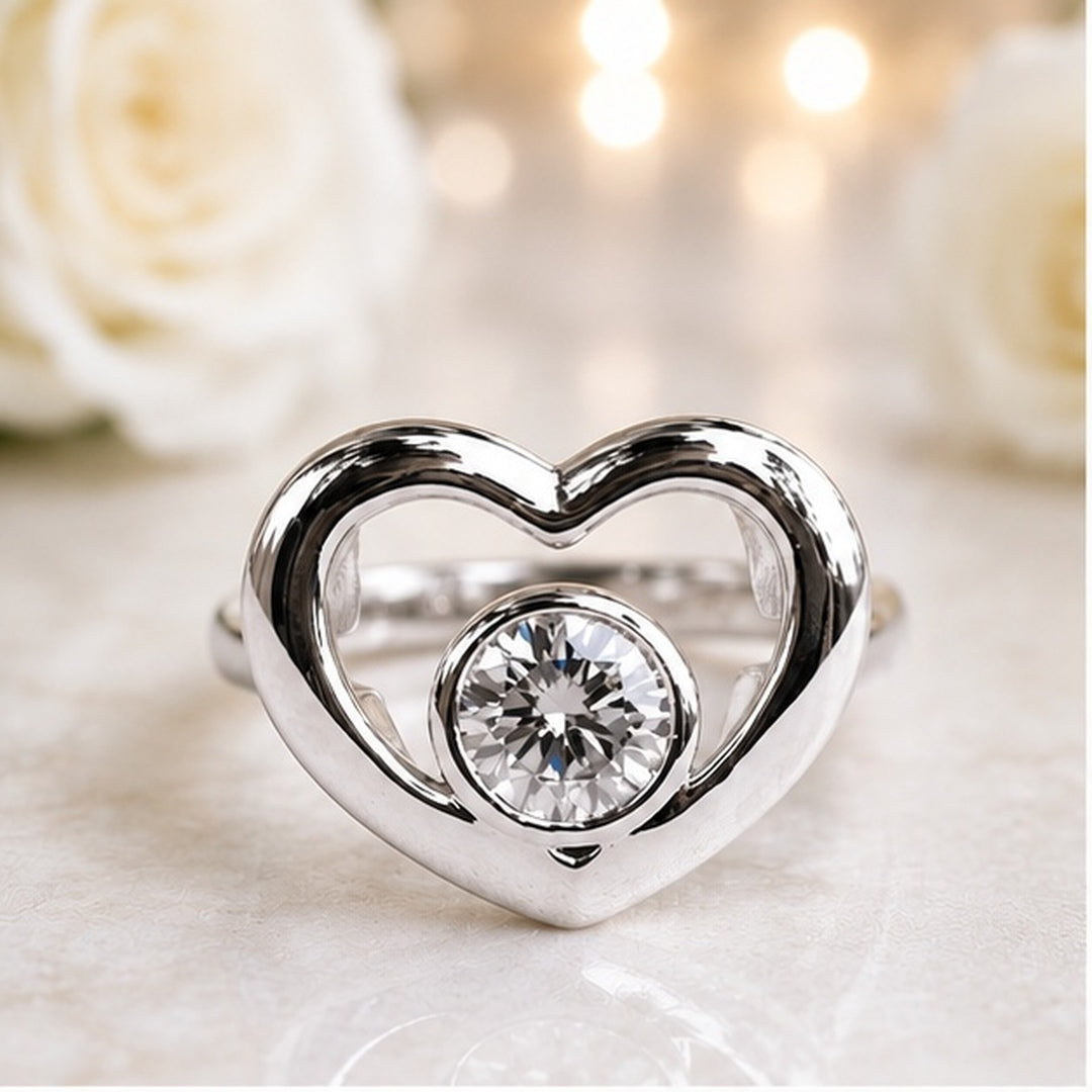 Engagement Moissanite Ring Sterling Silver