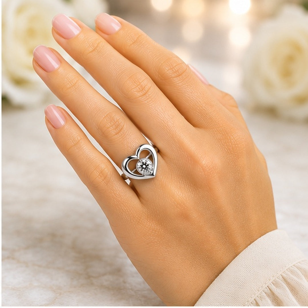 1ct Moissanite Ring Platinum Plated Sterling Silver