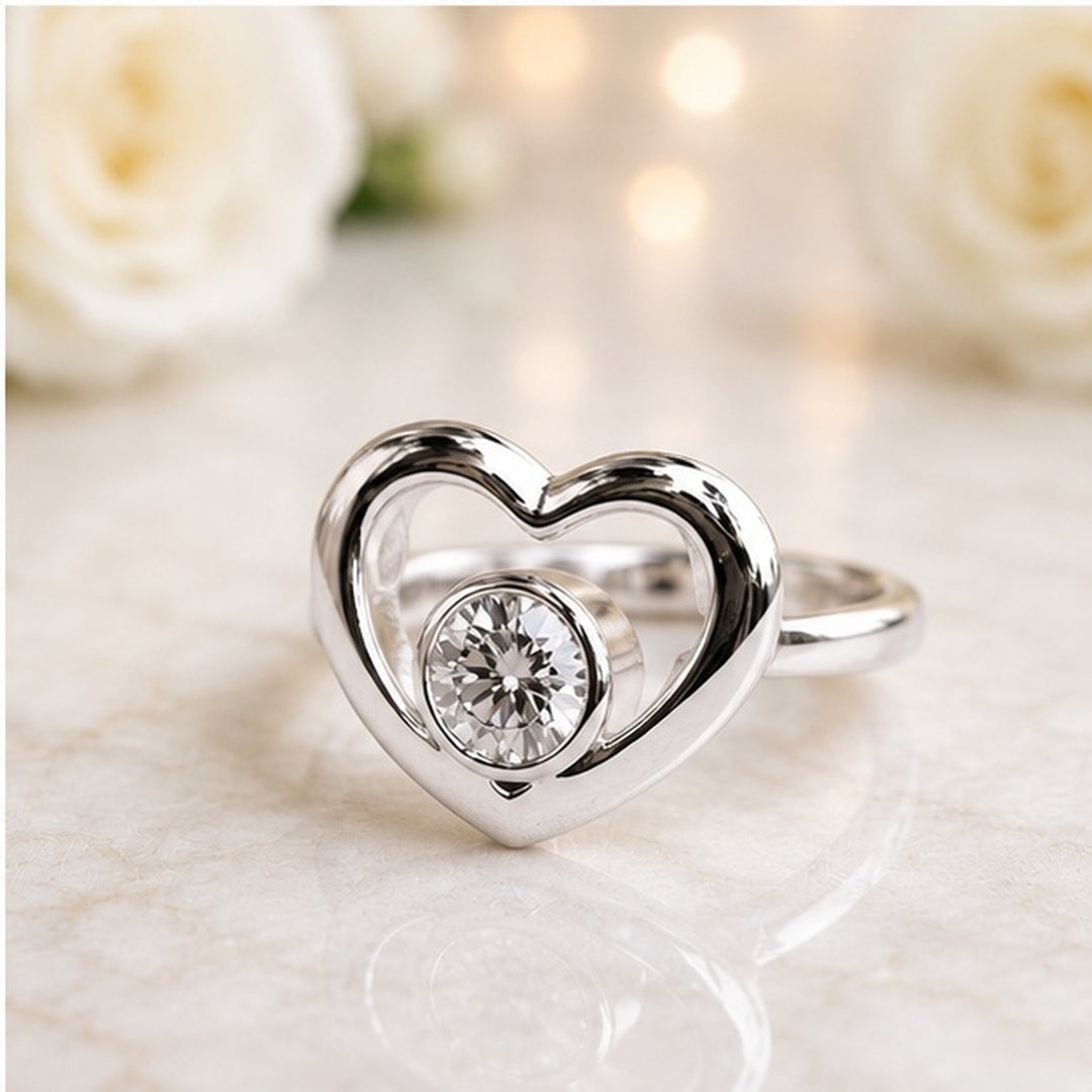 Engagement Moissanite Ring Sterling Silver