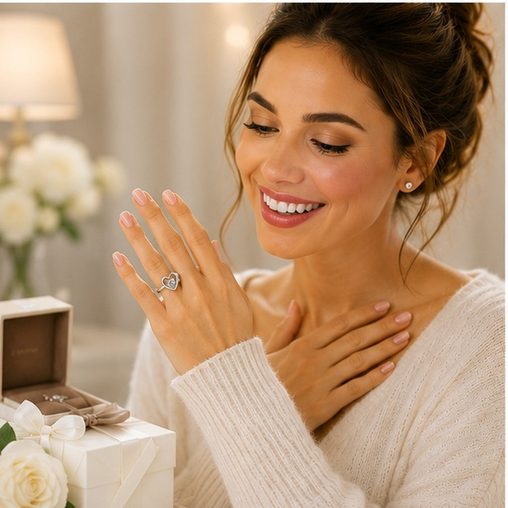 1ct Moissanite Ring Platinum Plated Sterling Silver