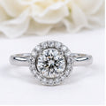 Champagne Moissanite Halo Ring Silver 925 Platinum Plated