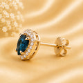 London Blue Topaz & Moissanite Earrings 14K Gold-plated Silver 925