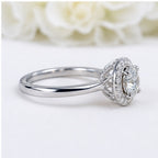 Champagne Moissanite Halo Ring Silver 925 Platinum Plated