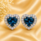 London Blue Topaz & Moissanite Earrings 925 Sterling Silver