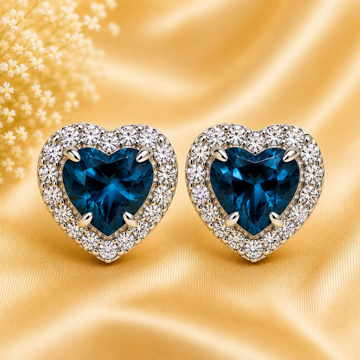 London Blue Topaz & Moissanite Earrings 925 Sterling Silver