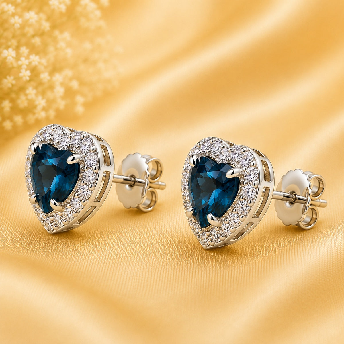 London Blue Topaz & Moissanite Earrings 925 Sterling Silver