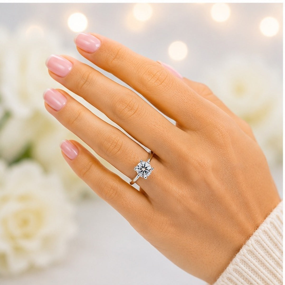 1ct Moissanite Platinum Plated 925 Silver Solitaire Ring