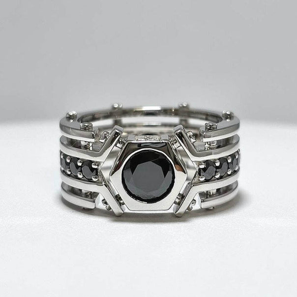 925 Silver Black Moissanite Ring - SOPHYGEMS