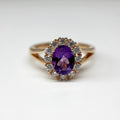 Amethyst and Moissanites 14K Gold Vermeil Silver Ring - SOPHYGEMS
