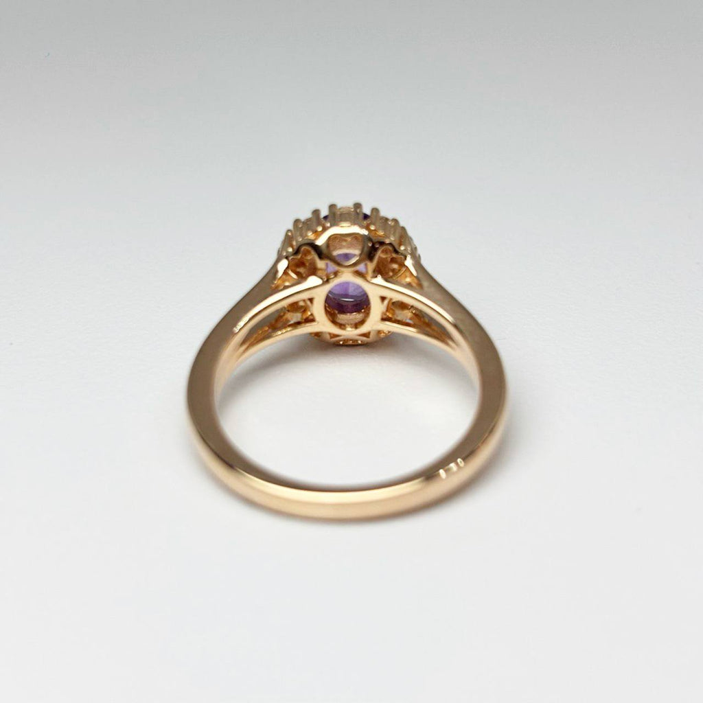 Amethyst and Moissanites 14K Gold Vermeil Silver Ring - SOPHYGEMS