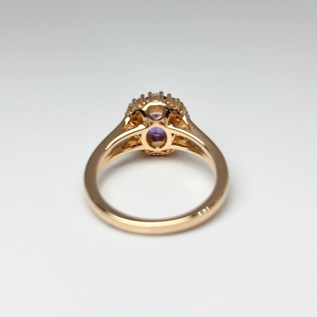 Amethyst and Moissanites 14K Gold Vermeil Silver Ring - SOPHYGEMS