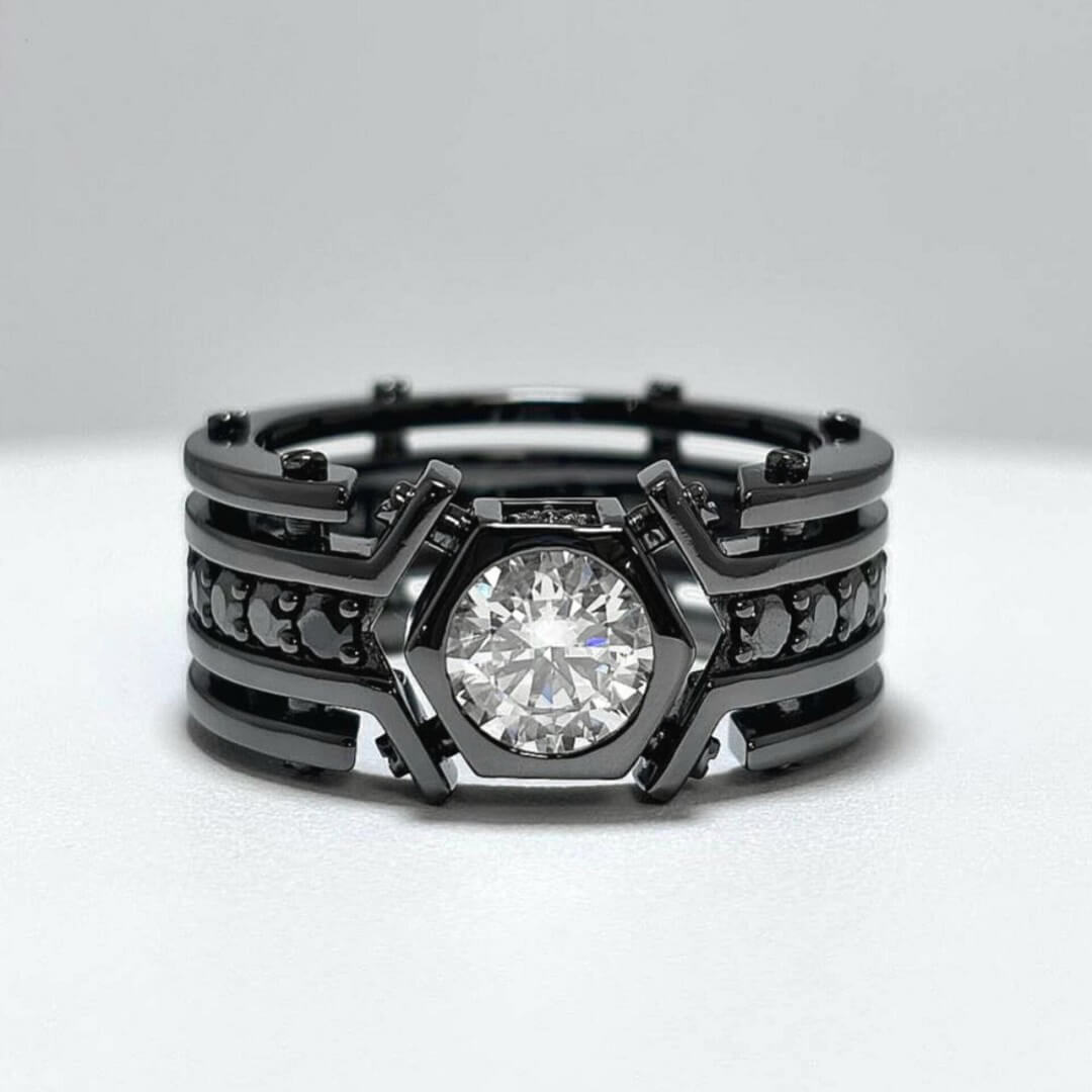 Black Silver Moissanite Ring - SOPHYGEMS