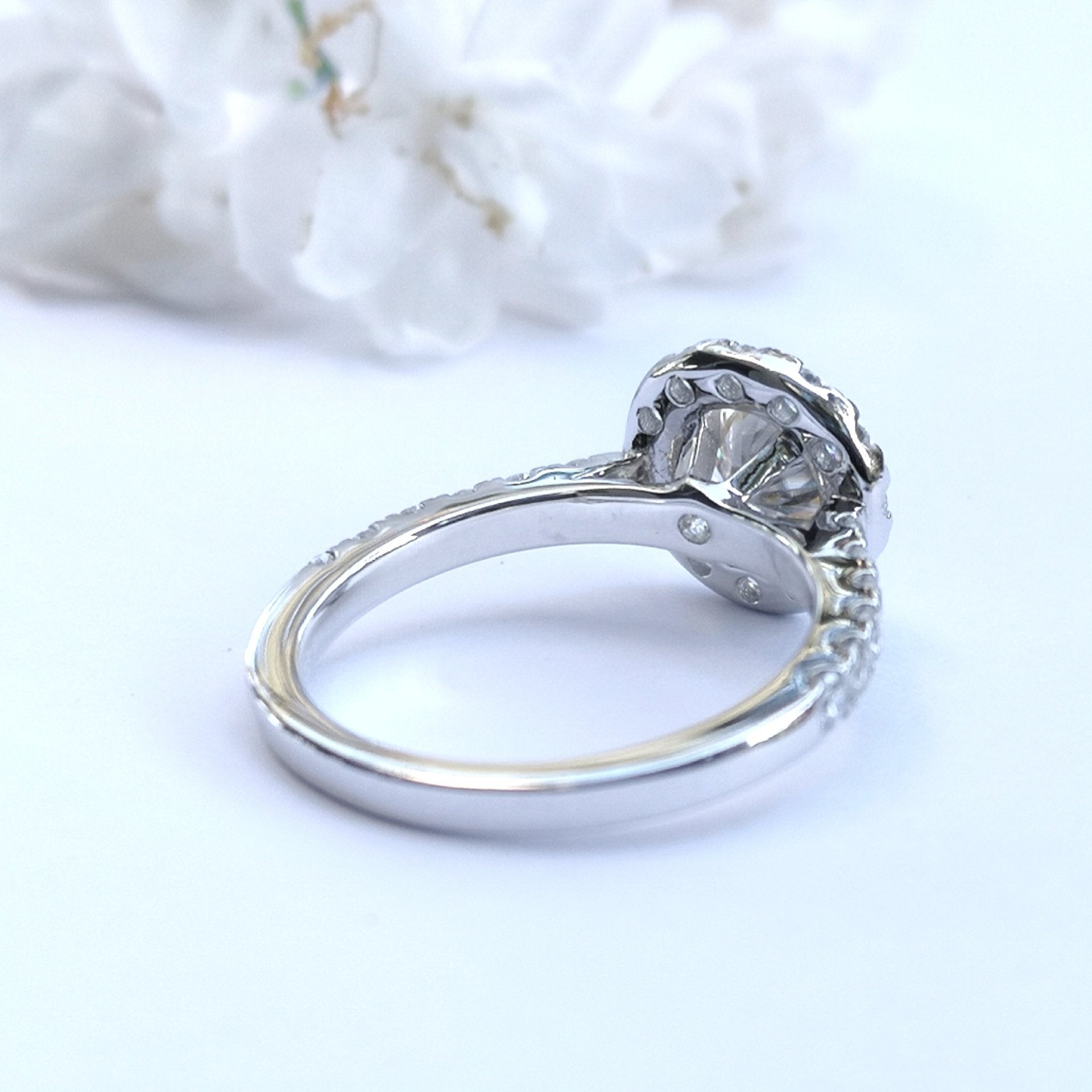 1ct Champagne and White Moissanite Halo Ring - SOPHYGEMS