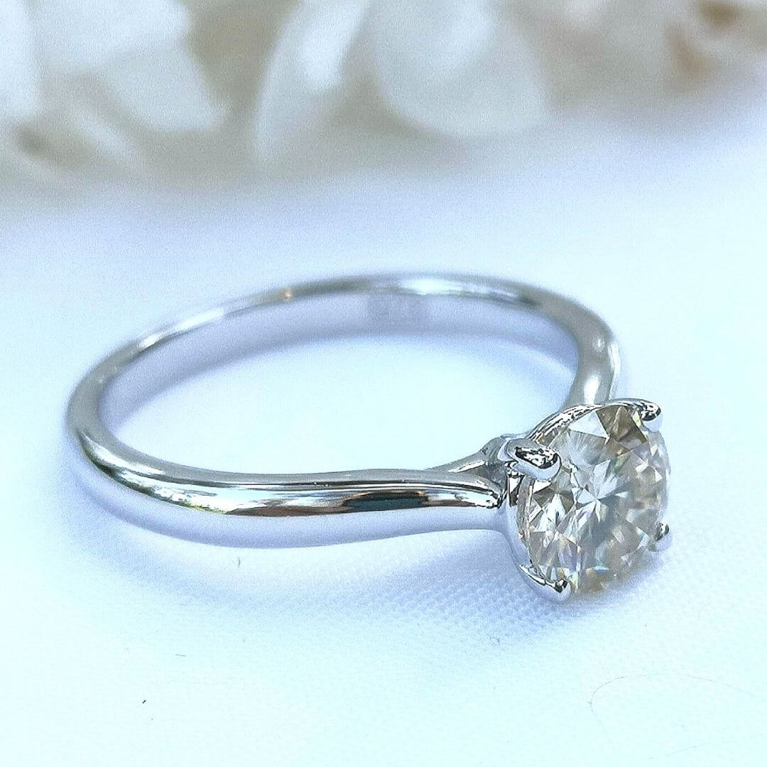 1ct Moissanite Platinum Plated 925 Silver Solitaire Ring - SOPHYGEMS