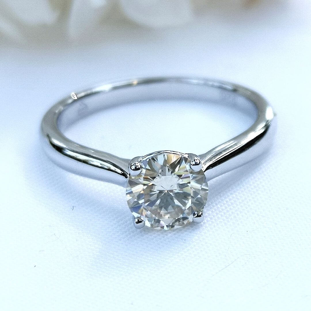 1ct Moissanite Platinum Plated 925 Silver Solitaire Ring - SOPHYGEMS