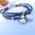 Blue Leather Bracelet Silver 925 White Onyx - SOPHYGEMS