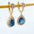 Blue Topaz & Moissanite Earrings 14K Gold-plated Silver 925 - SOPHYGEMS