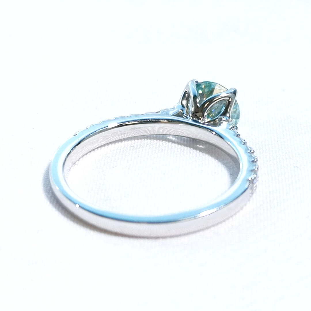 Blue & White Moissanites Engagement Ring 925 Silver - SOPHYGEMS