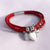 Red Leather Bracelet Sterling Silver White Onyx - SOPHYGEMS