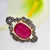 Vintage Gold Ring With Ruby & Diamonds - SOPHYGEMS